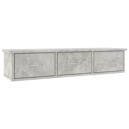 Nástěnná Police Se Zásuvkami Šedá 88X26X18,5Cm Kompozitní Dřevo