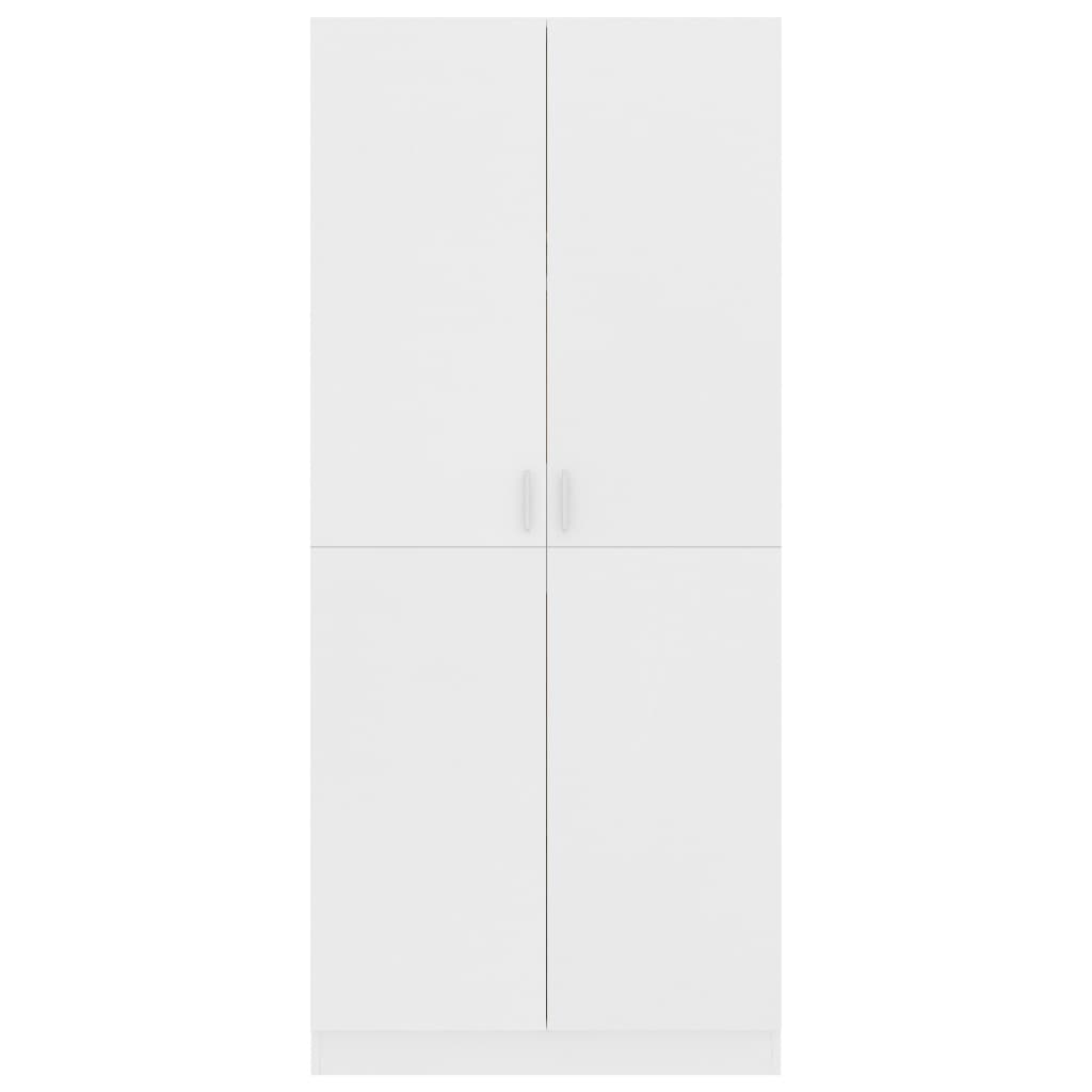 Šatní Skříň Bílá 80 X 52 X 180 Cm Kompozitní Dřevo