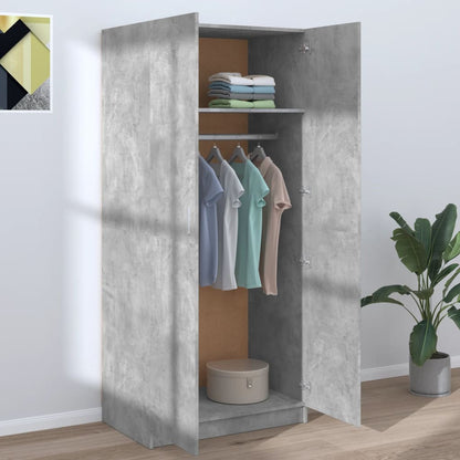 Šatní Skříň Betonově Šedá 80 X 52 X 180 Cm Kompozitní Dřevo