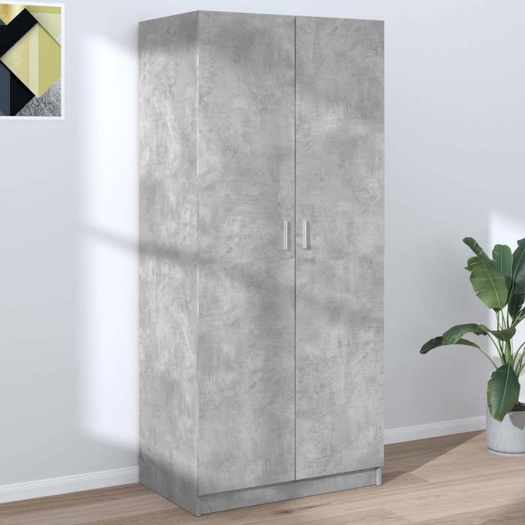 Šatní Skříň Betonově Šedá 80 X 52 X 180 Cm Kompozitní Dřevo