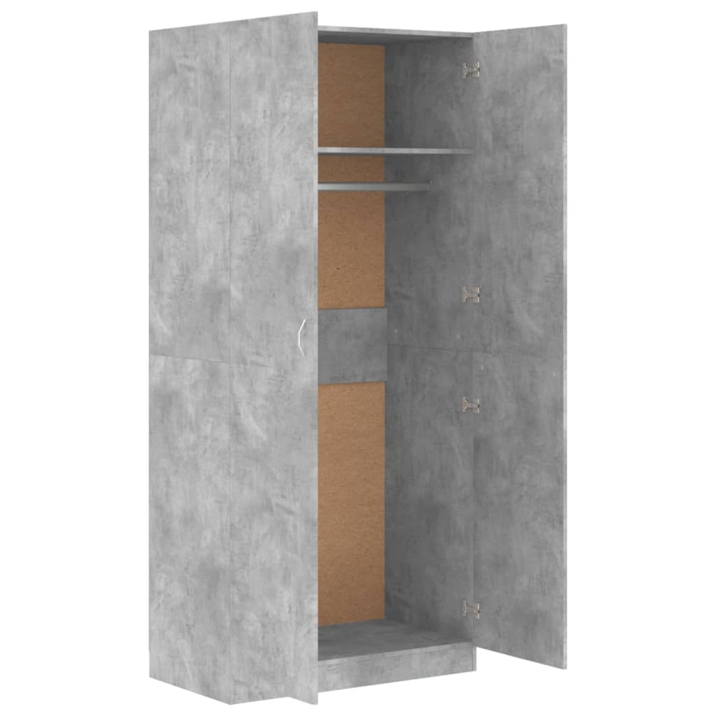 Šatní Skříň Betonově Šedá 90 X 52 X 200 Cm Kompozitní Dřevo