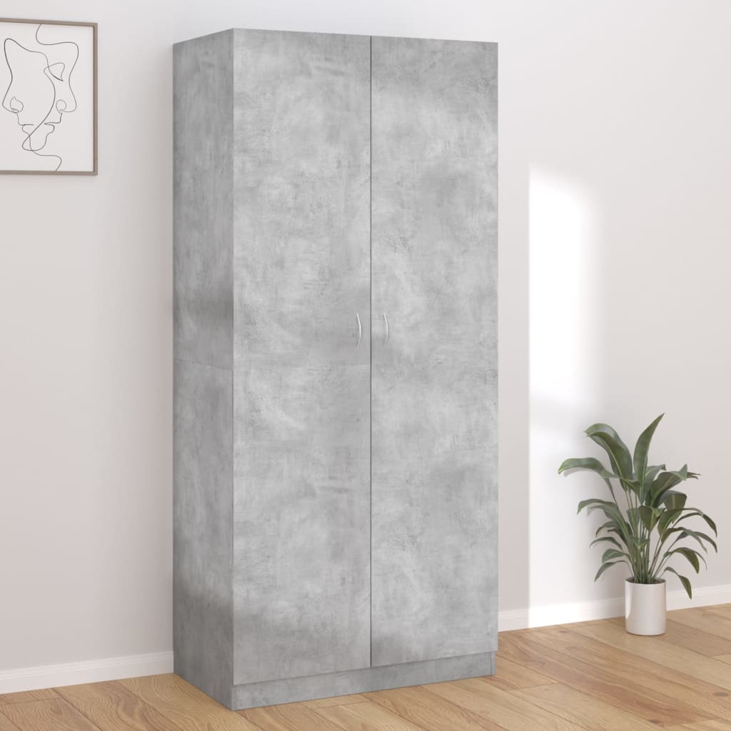 Šatní Skříň Betonově Šedá 90 X 52 X 200 Cm Kompozitní Dřevo
