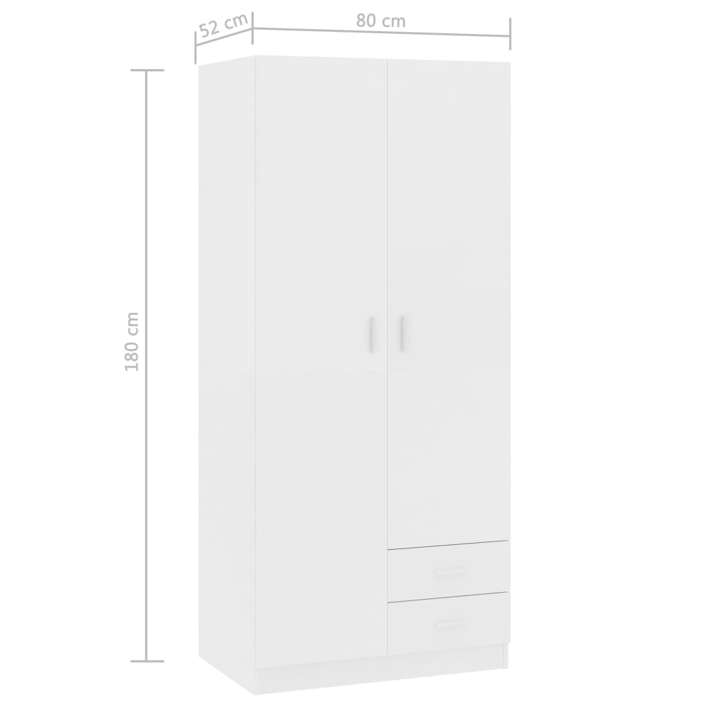 Šatní Skříň 80 X 52 X 180 Cm Kompozitní Dřevo
