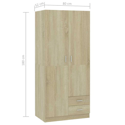 Šatní Skříň Dub Sonoma 80 X 52 X 180 Cm Kompozitní Dřevo