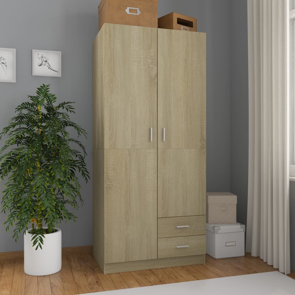 Šatní Skříň Dub Sonoma 80 X 52 X 180 Cm Kompozitní Dřevo