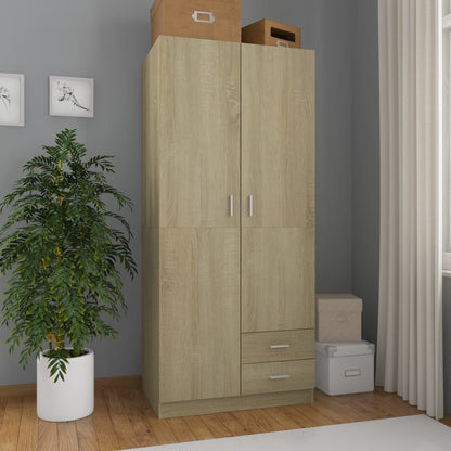 Šatní Skříň Dub Sonoma 80 X 52 X 180 Cm Kompozitní Dřevo