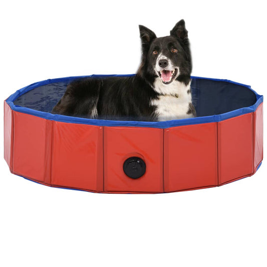 Skládací bazén pro psy červený 80 x 20 cm PVC