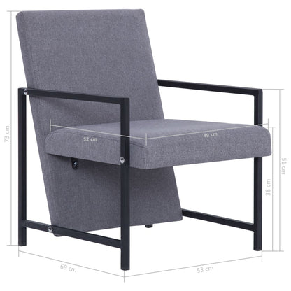 Křeslo S Chromovanými Nohami Světle Šedé Textil
