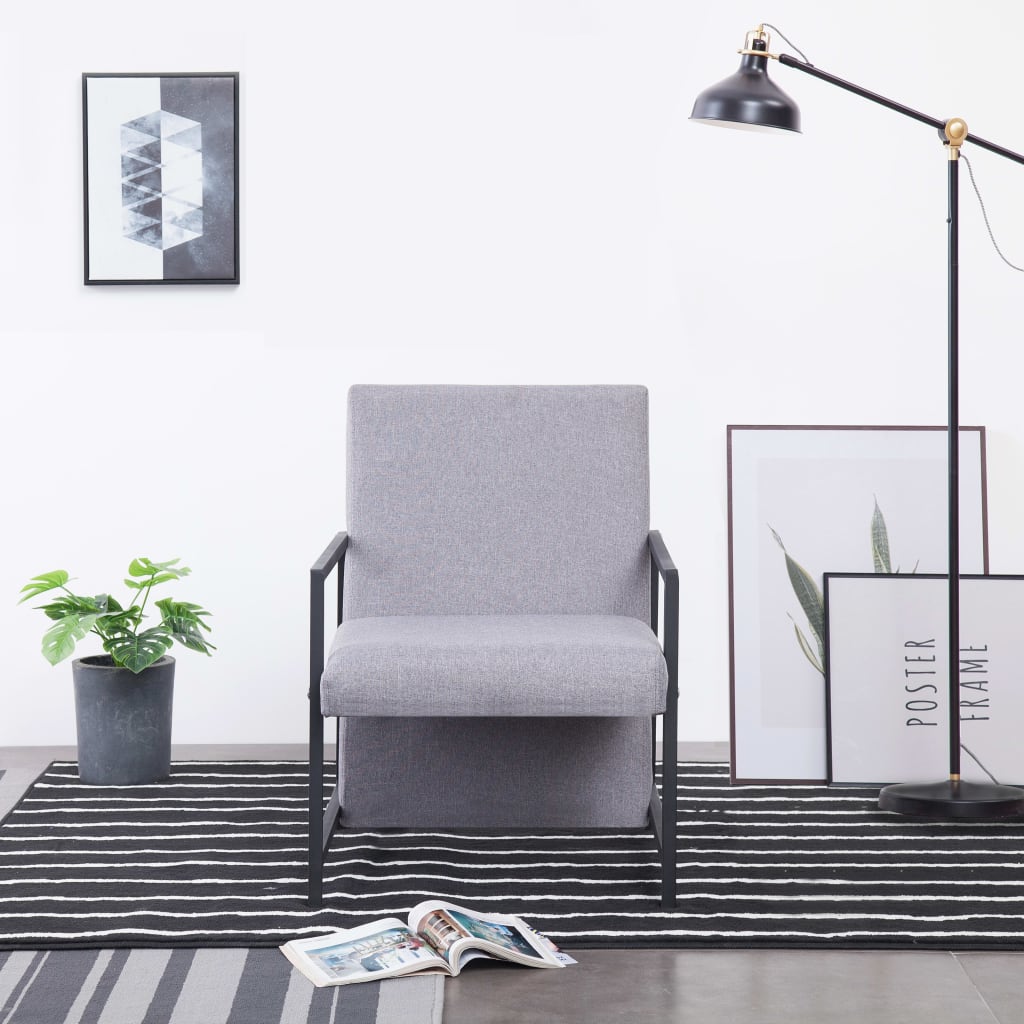 Křeslo S Chromovanými Nohami Světle Šedé Textil