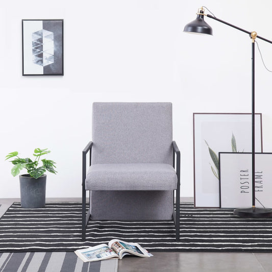Křeslo S Chromovanými Nohami Světle Šedé Textil