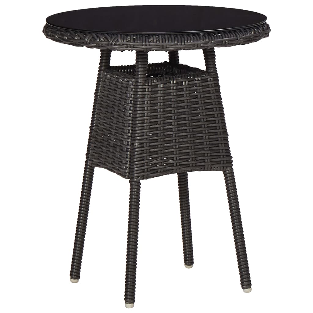 3Dílný Bistro Set S Poduškami Polyratan Černý