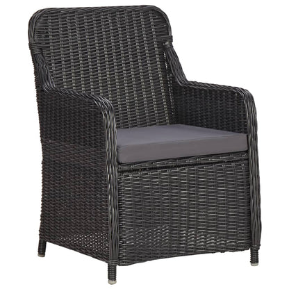 3Dílný Bistro Set S Poduškami Polyratan Černý