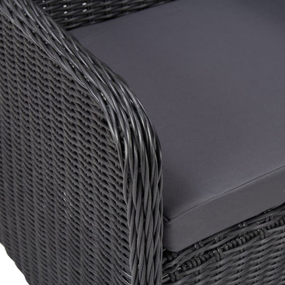 3Dílný Bistro Set S Poduškami Polyratan Černý
