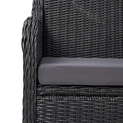 3Dílný Bistro Set S Poduškami Polyratan Černý