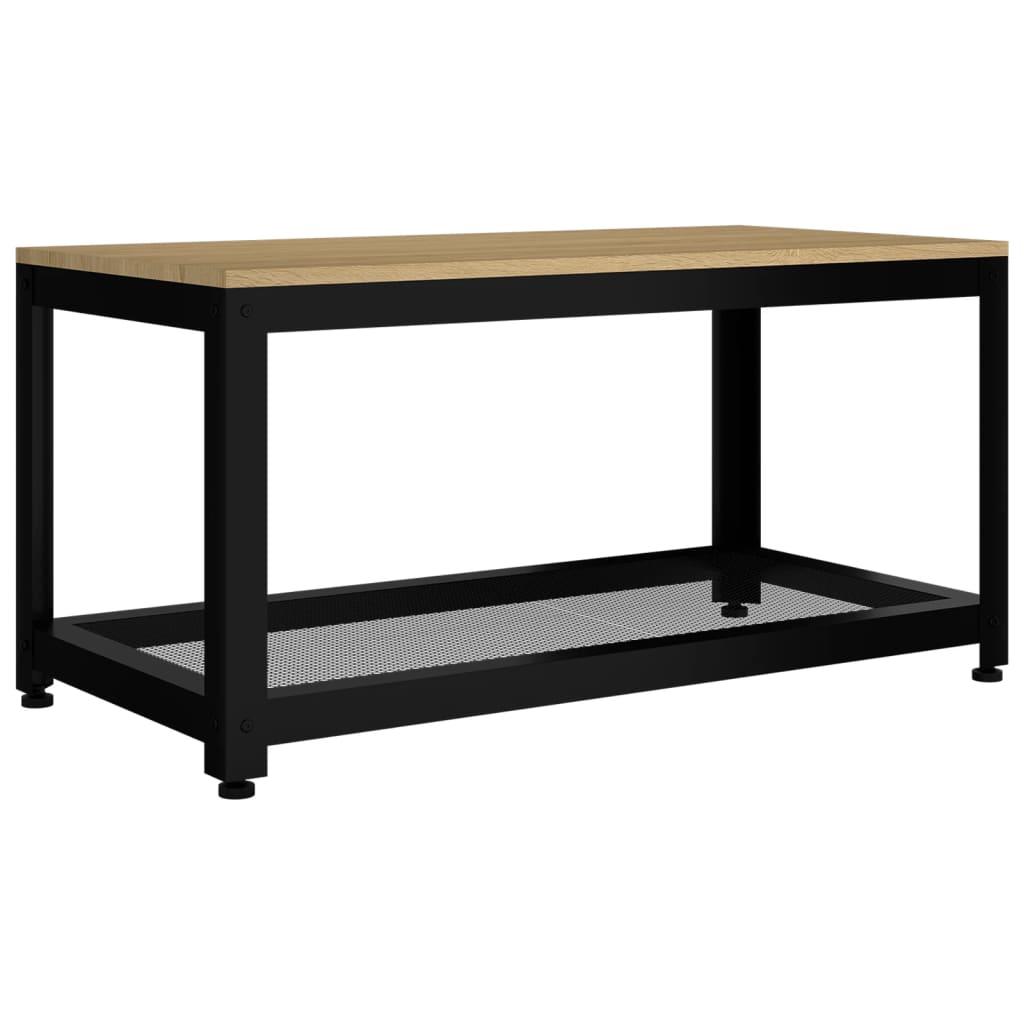 Konferenční Stolek Světle Hnědý A Černý 90X45X45Cm Mdf A Železo