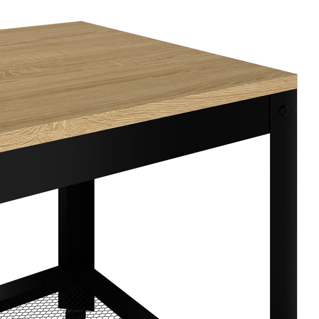 Konferenční Stolek Světle Hnědý A Černý 90X45X45Cm Mdf A Železo