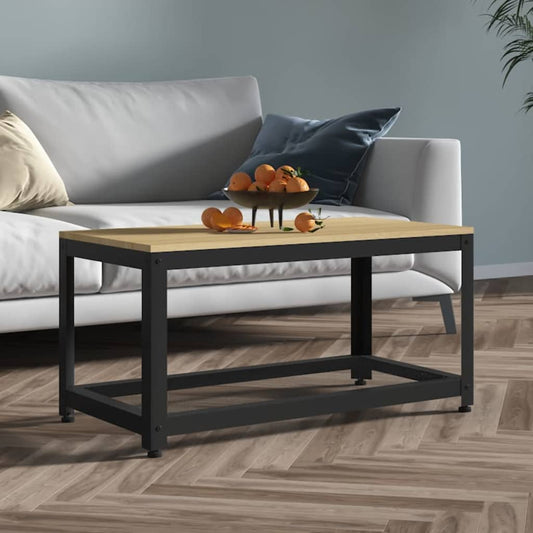 Konferenční Stolek Světle Hnědý A Černý 90X45X45Cm Mdf A Železo