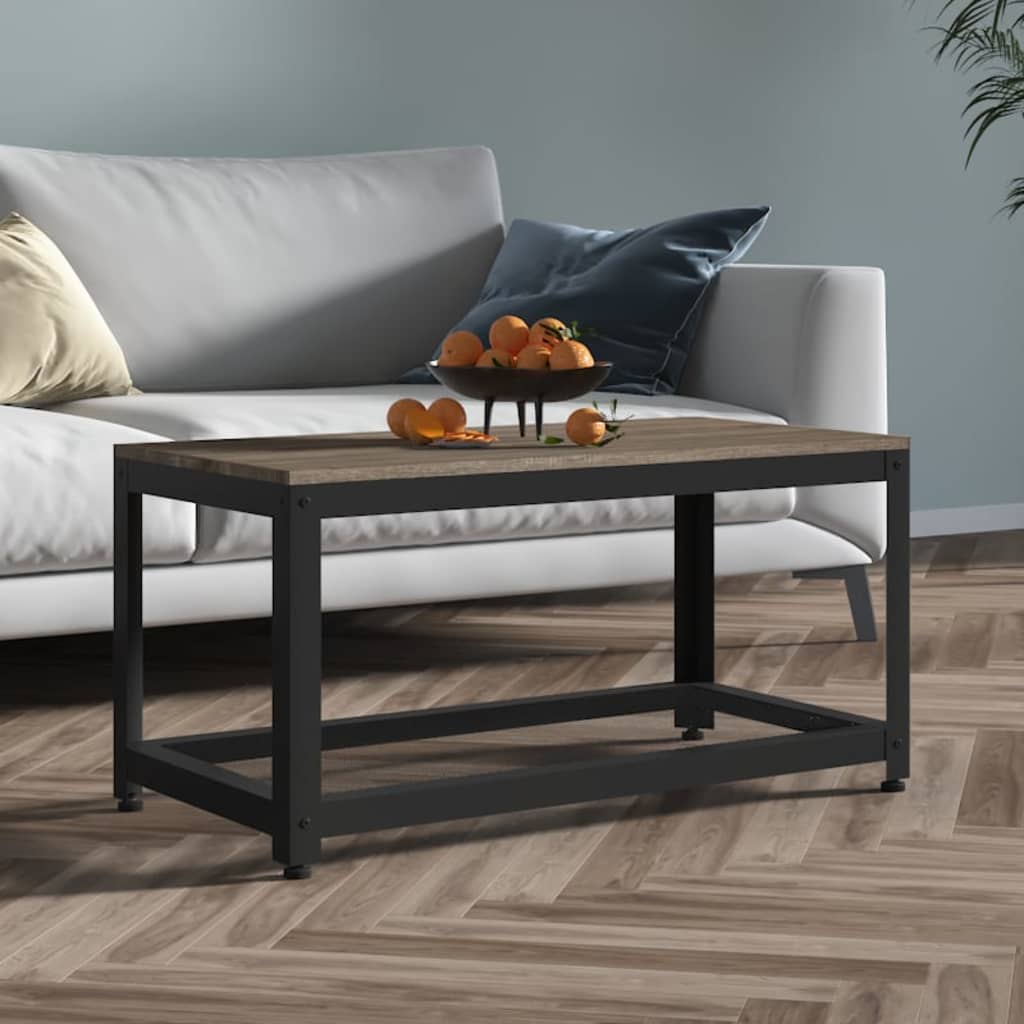 Konferenční Stolek Světle Hnědý A Černý 90X45X45Cm Mdf A Železo