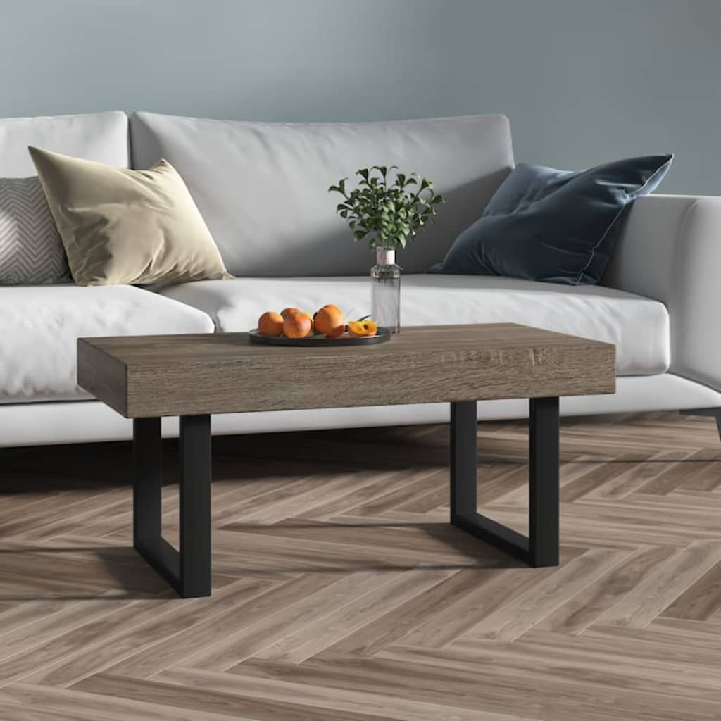 Konferenční Stolek Šedý A Černý 90 X 45 X 40 Cm Mdf A Železo