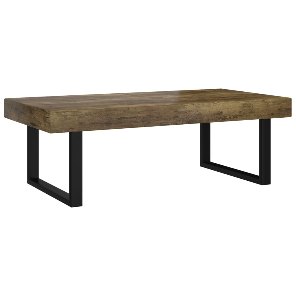 Konferenční Stolek Tmavě Hnědý A Černý 120X60X40 Cm Mdf Železo
