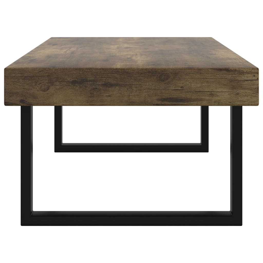 Konferenční Stolek Tmavě Hnědý A Černý 120X60X40 Cm Mdf Železo