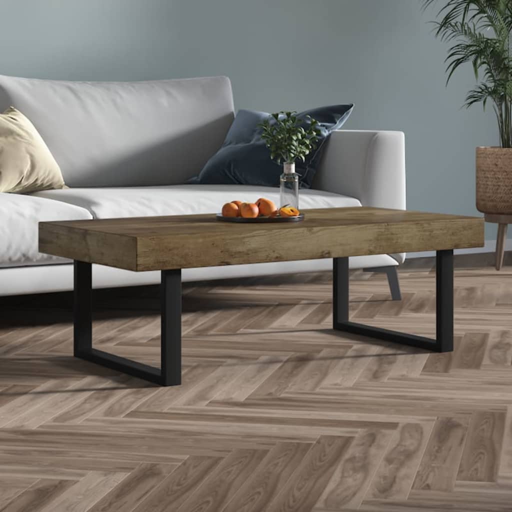 Konferenční Stolek Tmavě Hnědý A Černý 120X60X40 Cm Mdf Železo