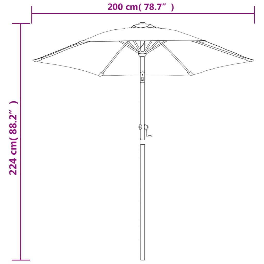 Slunečník 200 X 224 Cm Hliník