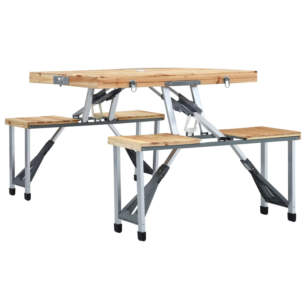 Skládací Kempingový Stůl Se 4 Místy K Sezení Ocel Hliník