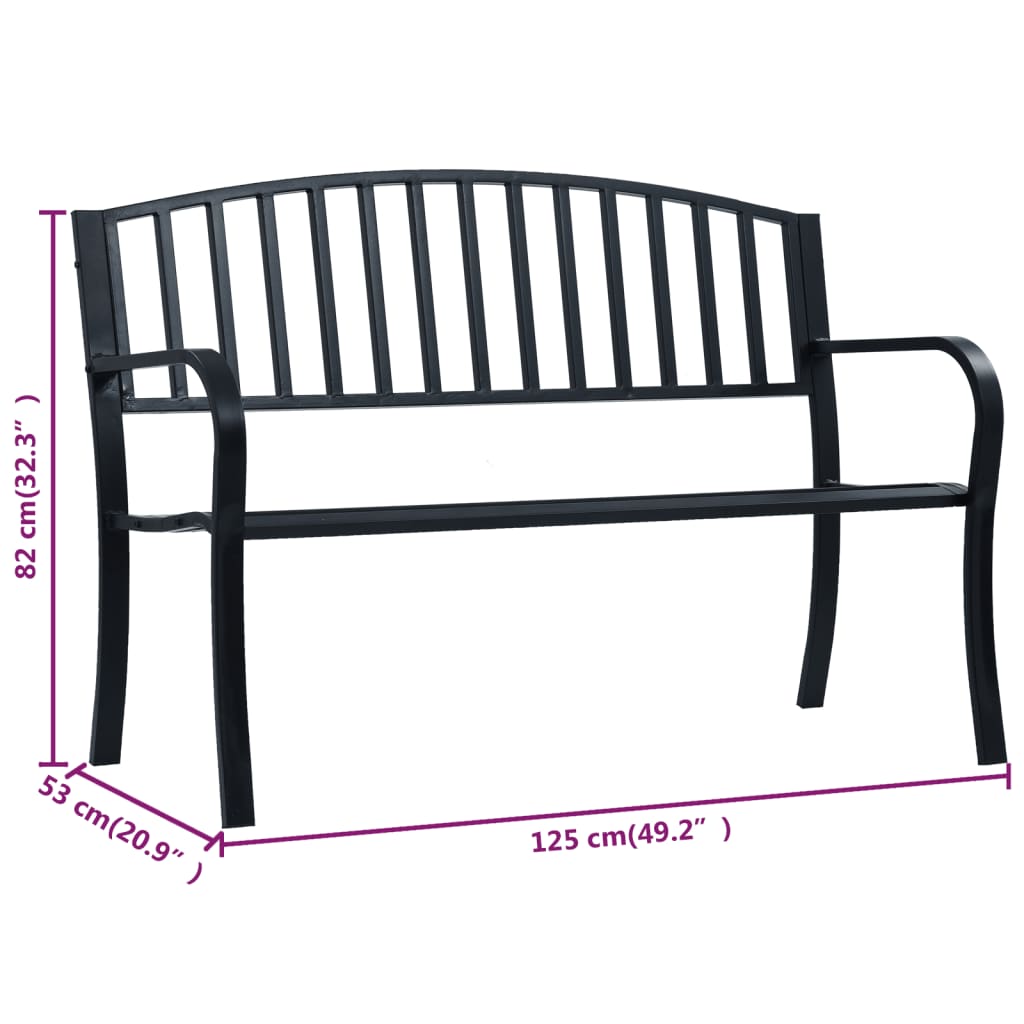 Zahradní Lavice 125 Cm Černá Ocel