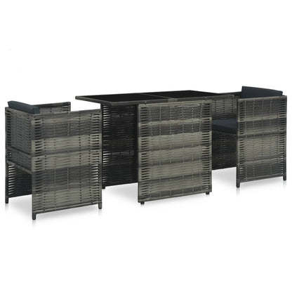 3Dílný Bistro Set S Poduškami Polyratan Šedý