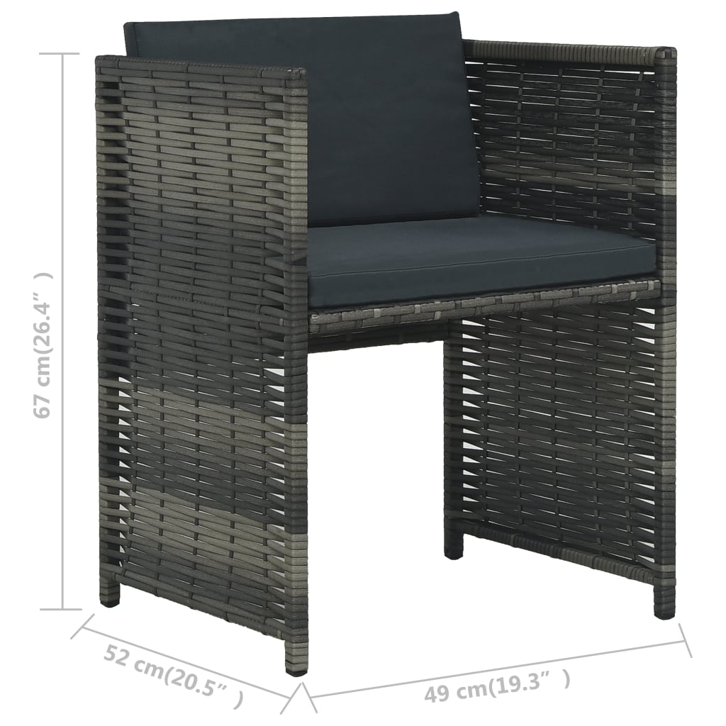 3Dílný Bistro Set S Poduškami Polyratan Šedý