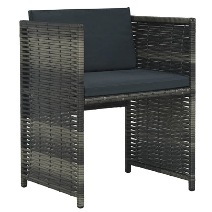 3Dílný Bistro Set S Poduškami Polyratan Šedý