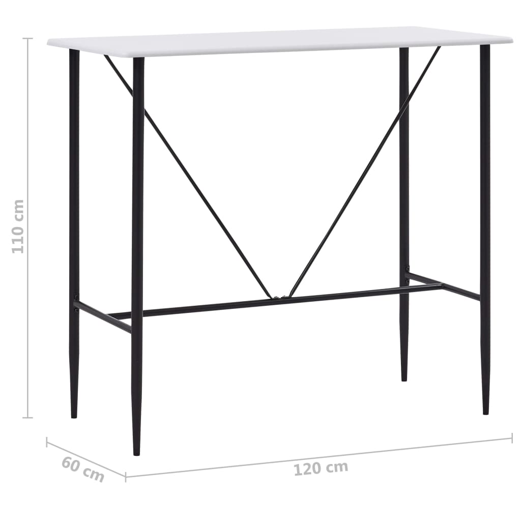 Barový Stůl Bílý 120 X 60 X 110 Cm Mdf