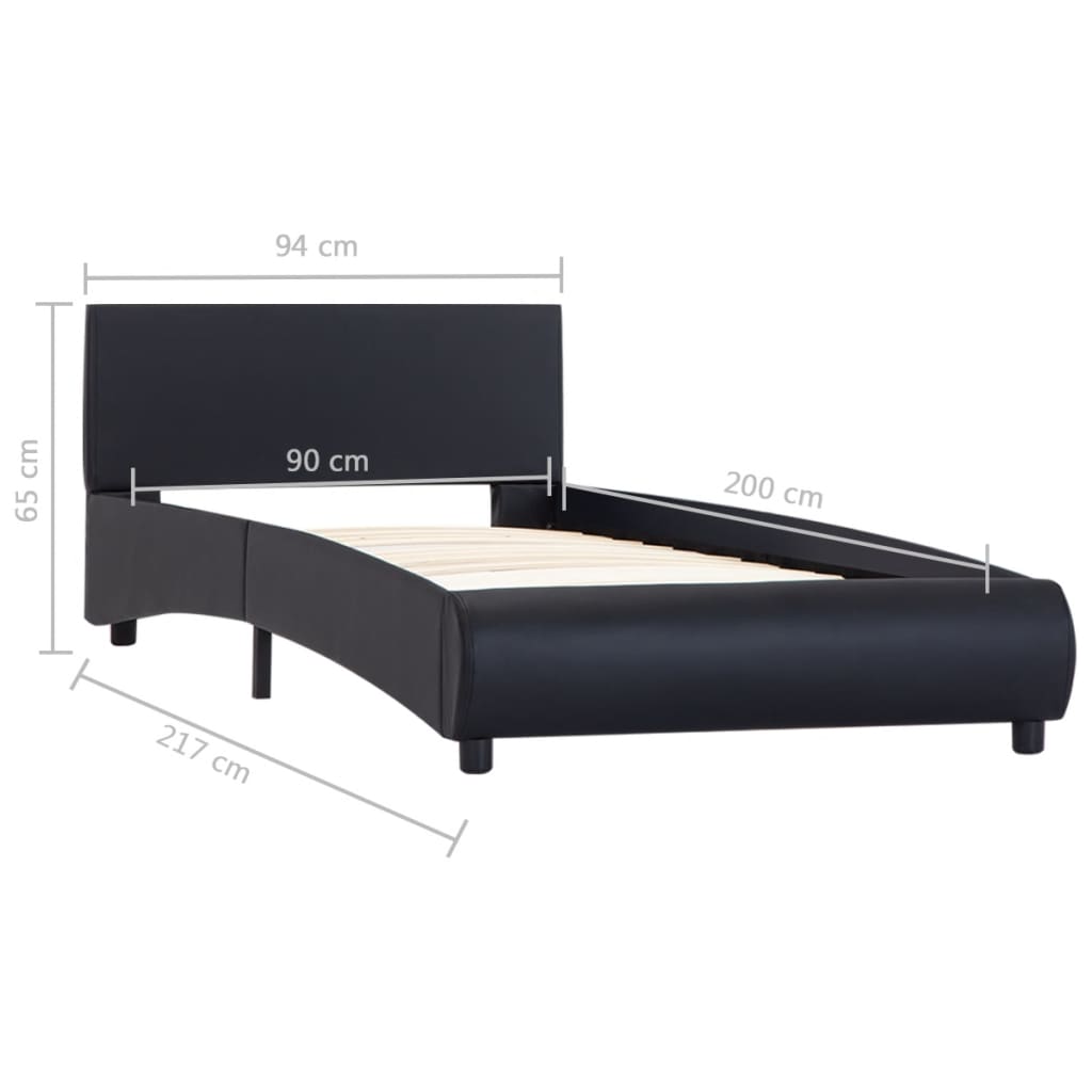 Rám Postele S Led Světlem Černý Umělá Kůže 90 X 200 Cm
