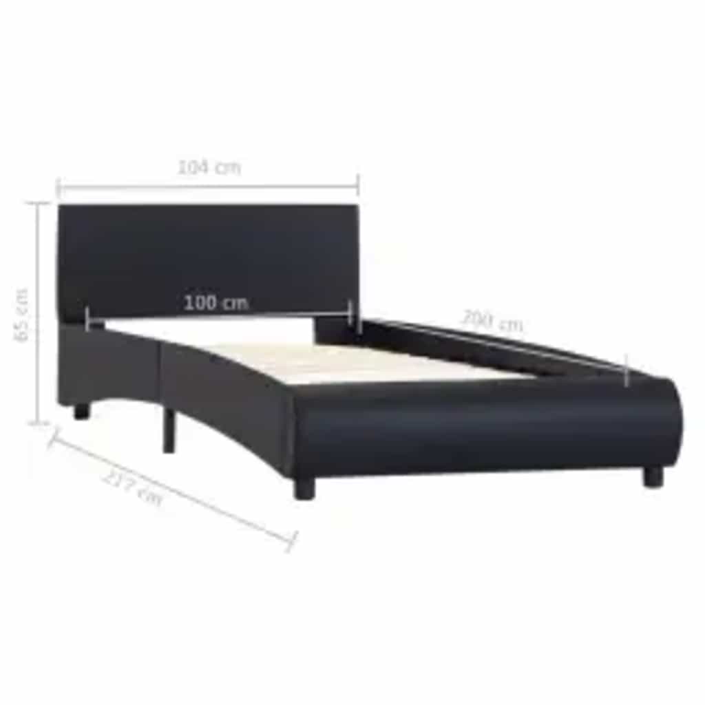 Rám Postele S Led Světlem Černý Umělá Kůže 100 X 200 Cm