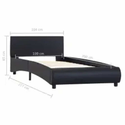 Rám Postele S Led Světlem Černý Umělá Kůže 100 X 200 Cm