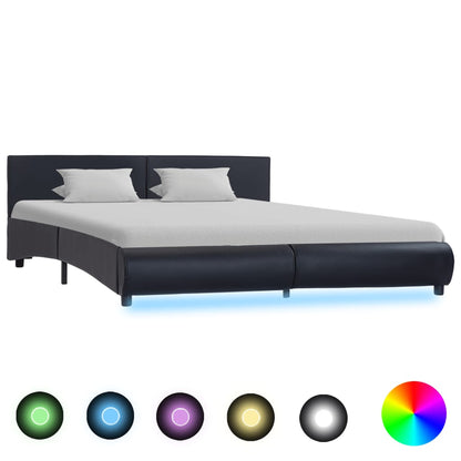 Rám Postele S Led Světlem Černý Umělá Kůže 180 X 200 Cm