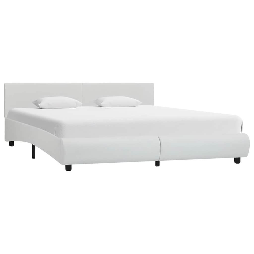 Rám Postele S Led Světlem Bílý Umělá Kůže 160 X 200 Cm