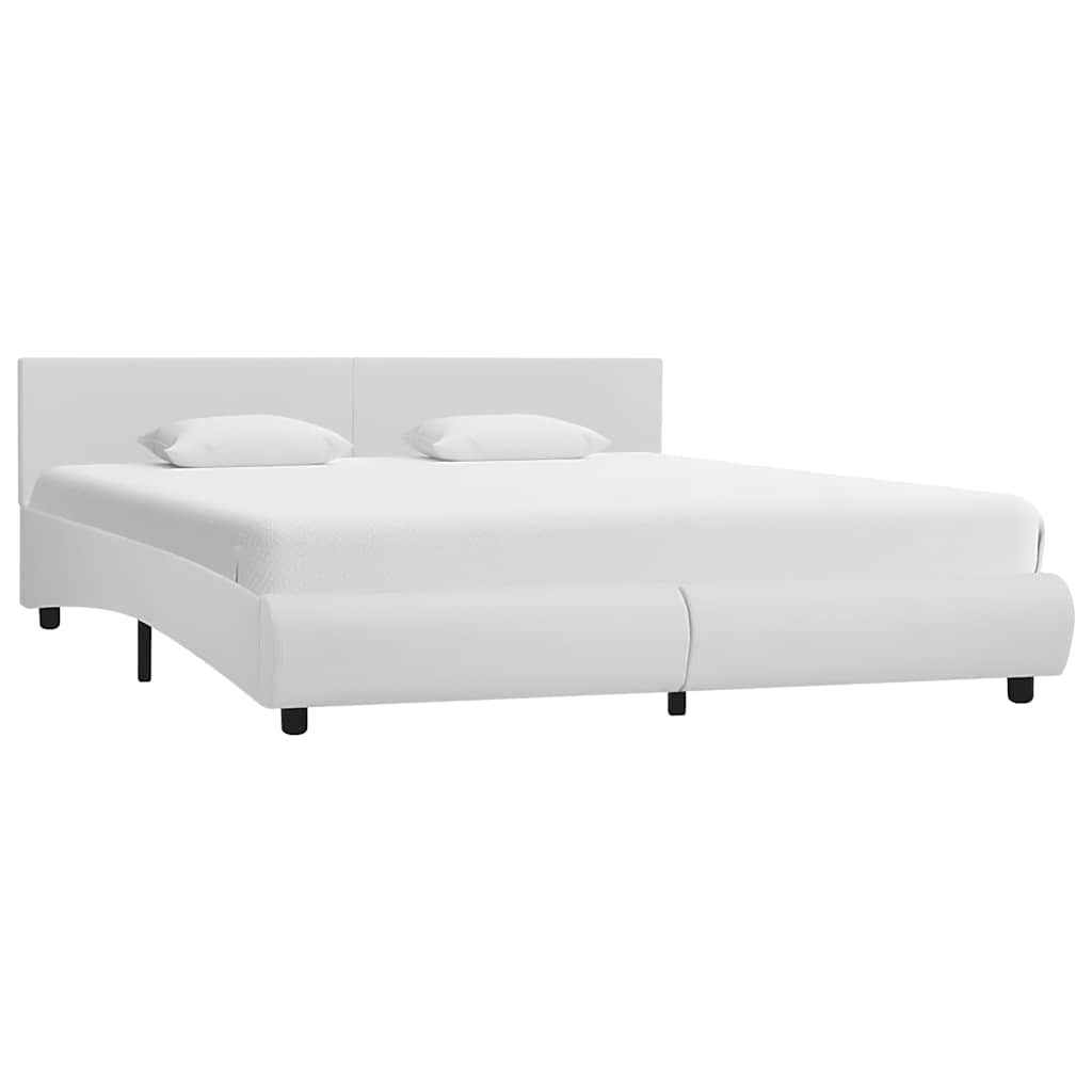Rám Postele S Led Světlem Bílý Umělá Kůže 180 X 200 Cm
