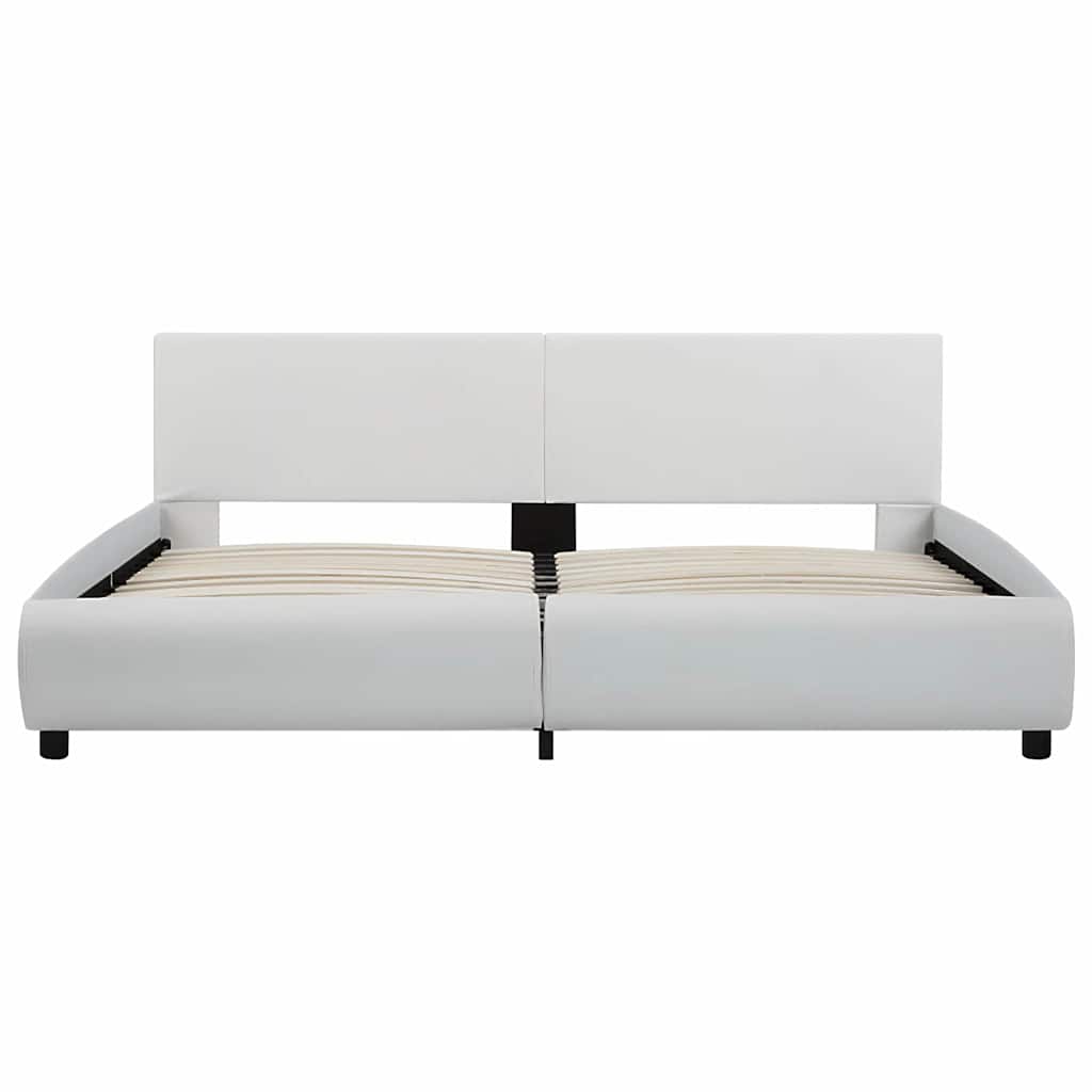 Rám Postele S Led Světlem Bílý Umělá Kůže 180 X 200 Cm