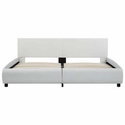 Rám Postele S Led Světlem Bílý Umělá Kůže 180 X 200 Cm