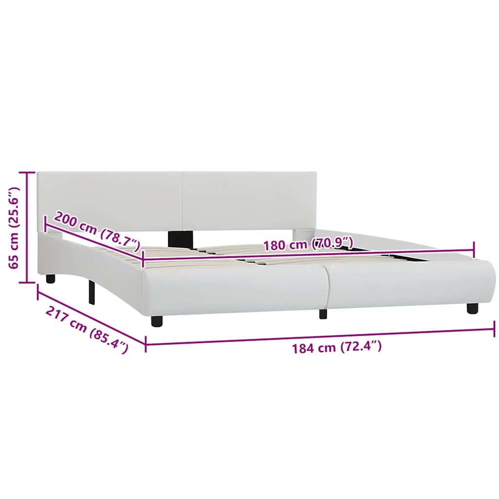 Rám Postele S Led Světlem Bílý Umělá Kůže 180 X 200 Cm