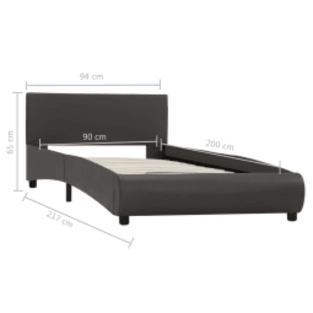 Rám Postele S Led Světlem Šedý Umělá Kůže 90 X 200 Cm