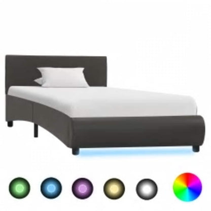 Rám Postele S Led Světlem Šedý Umělá Kůže 100 X 200 Cm