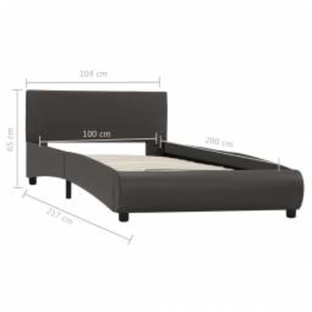 Rám Postele S Led Světlem Šedý Umělá Kůže 100 X 200 Cm