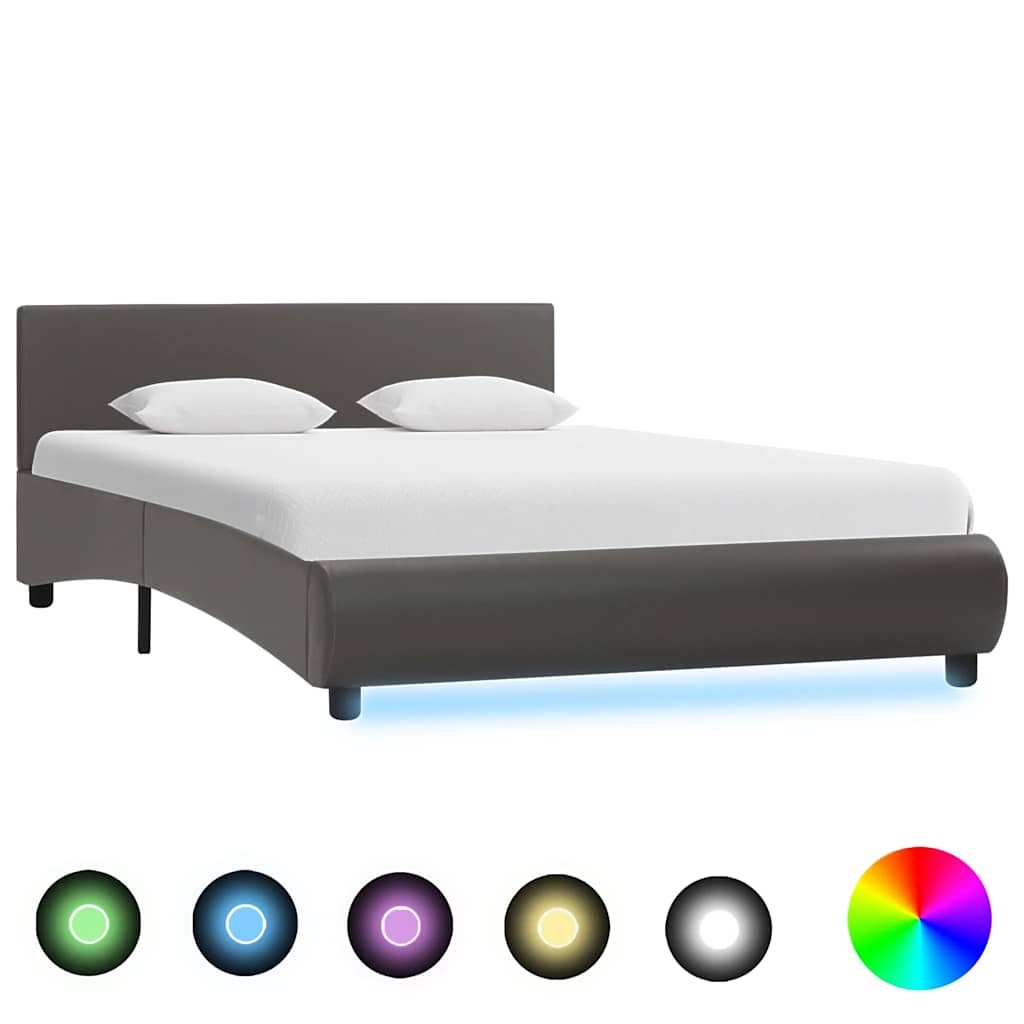 Rám Postele S Led Světlem Šedý Umělá Kůže 120 X 200 Cm