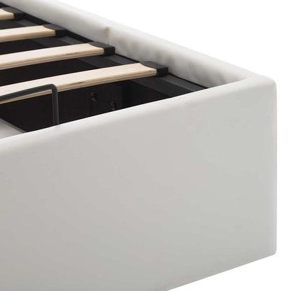 Rám Postele Zvedací Úložný Prostor Bílý Umělá Kůže