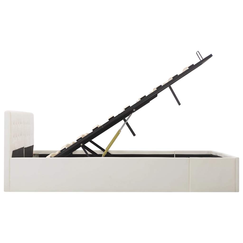 Rám Postele Zvedací Úložný Prostor Bílý Umělá Kůže