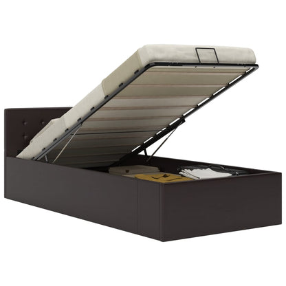 Rám Postele Zvedací Úložný Prostor Bílý Umělá Kůže