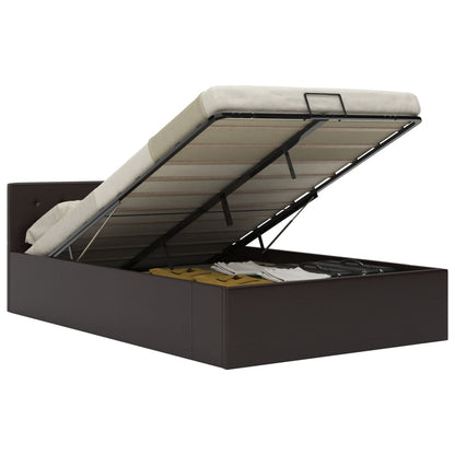 Rám Postele Zvedací Úložný Prostor Bílý Umělá Kůže